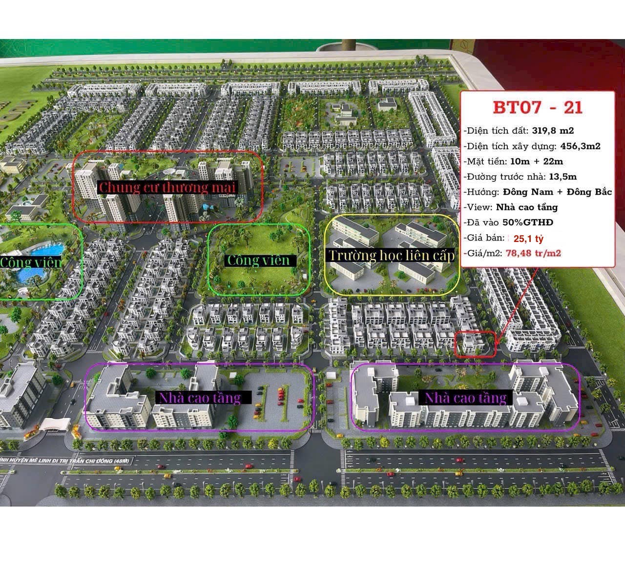 Biệt thự song lập căn góc BT7 Hud Mê Linh