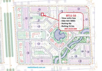 Bán đất biệt thự Cienco 5 Mê Linh – 300m², view vườn hoa, 2 mặt thoáng