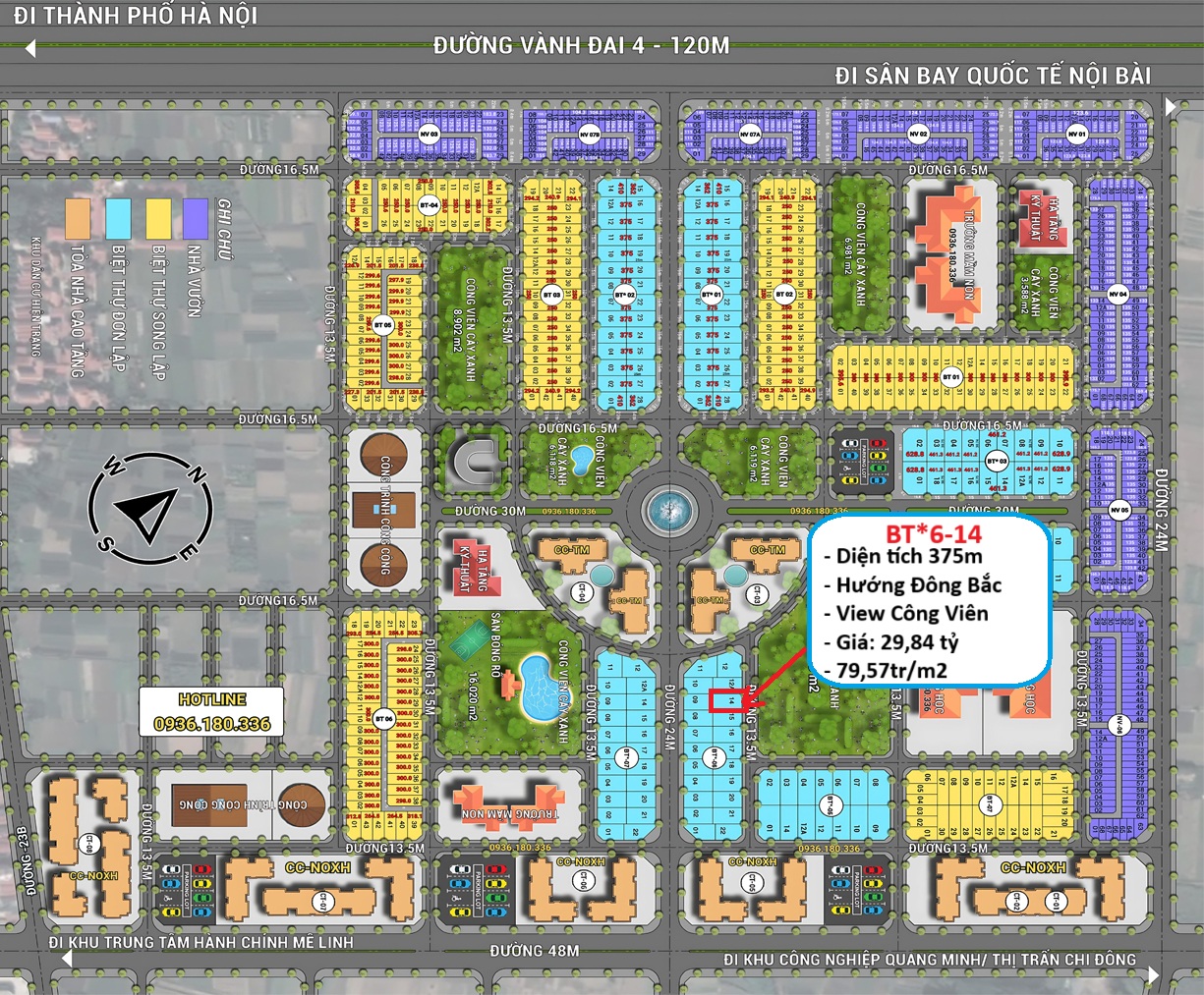 Biệt thự đơn lập HUD Mê Linh 375m² view công viên, pháp lý chuẩn, vị trí đẹp cạnh SunGroup 2 Biệt thự đơn lập Hud Mê Linh